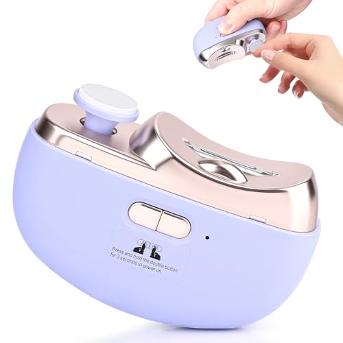 Gaethra Cortauñas Electrico Pies y Manos 3-en-1 Corta Uñas Electrico Hombre 400mAh Recargable Cortador de Uñas Electricos Luz LED Función Cortar Lijar y Pulir 2 Velocidades para Bebé Niño Adulto