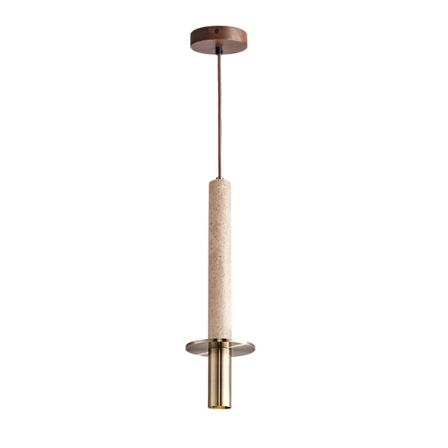 Huayusedf Beige 12.9" Yellow Travertine Long Tube Pendant Light Mini Style Cave Stone Chandelier Kitchen Island Hanging Ceiling Spot Fixtures For Dining Table Living Room Bar