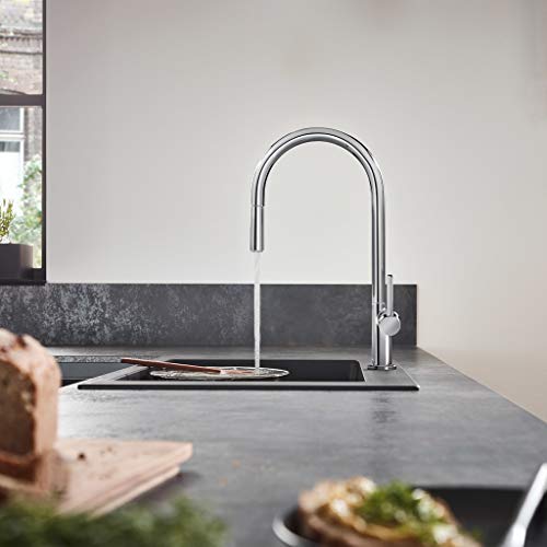 hansgrohe Küchenarmatur Talis M54 (Wasserhahn Küche mit Schlauchbox, 360° schwenkbar, ausziehbare Brause mit 2 Strahlarten, hoher Komfort-Auslauf 210mm, Standardanschlüsse) Chrom - Image 3