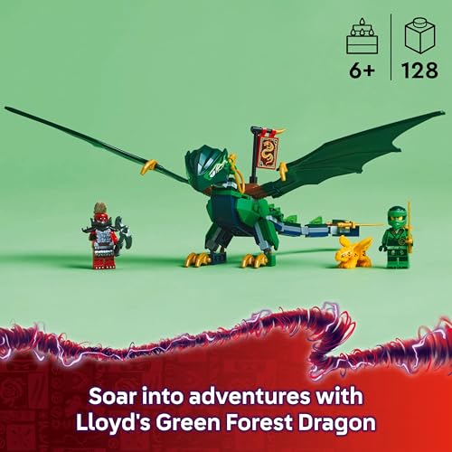 LEGO NINJAGO Lloyd’s Green Forest Dragon Figure - Building Toy with 2 Minifigures for Imaginative Play, Ninja Gift Idea for 6 Plus Year Old Boys, Girls & Dragons Rising Fans 71829