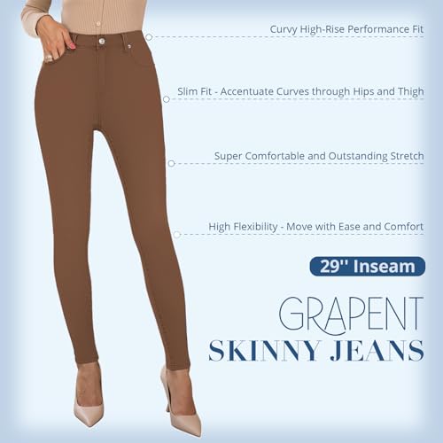 Image of GRAPENT Skinny Jeans for Women High Waist Stretchy Classic High Rise Slimming Jeggings Denim Trousers Pants