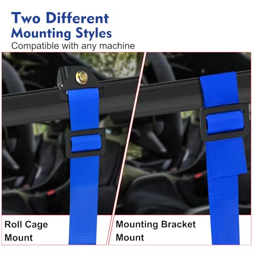 Image of 2Pcs 4 Point Racing Harness With Padding Heavy Duty Buckle Upgraded 2 Inch Straps UTV Harness 4 point Universal Adjustable for Adults Easy Install, Blue