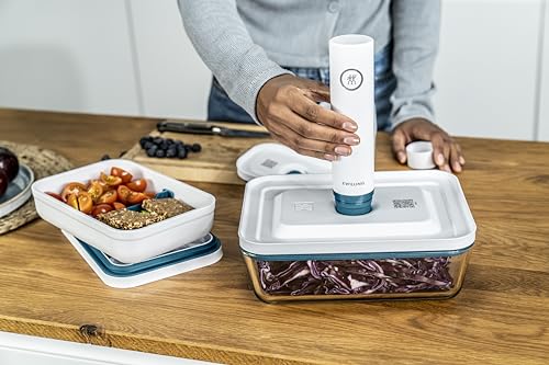 ZWILLING Fresh & Save Vakuum Starterset für Lebensmittel, Glas, 16-teilig, Pumpe, Dosen und Beutel, La-Mer