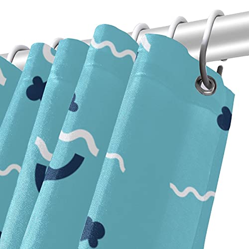 Rideau de douche anti éclaboussure bleu lavable avec crochets - 6