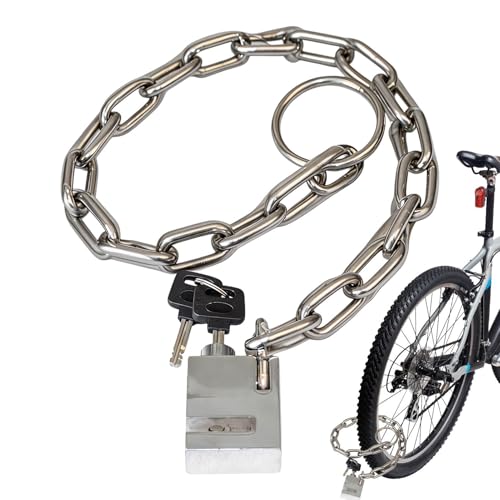 Uonguon Candado de cadena para bicicleta, candado protector de bloqueo flexible, cadena de bloqueo de bicicleta resistente, para motocicletas, puertas, garajes, almacenes, vallas, parrillas, scooter