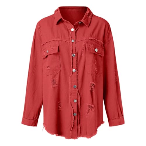Chaqueta vaquera holgada de mujer con mangas para entretiempo 4