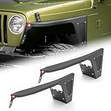for Wrangler TJ LJ Flat Front Fender Flares Compatible with 1997-2006 Jeep Wrangler TJ & 2004-2006 Jeep LJ 2PCS Off-Road Heavy Duty Steel Durable Wheel Fenders Textured Black