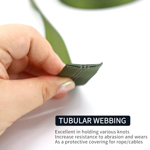 Image of NewDoar CE UIAA Certified 1 Inch Nylon Webbing Strap /Tubular Climbing Webbing - Heavy Duty Strap for Rescue, Climbing, Harnesses, Rock Work, & Firefighting