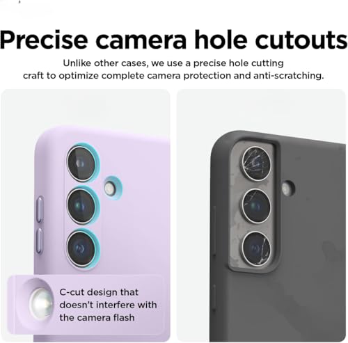 Image of MOBILOVE Back Cover Case for Samsung Galaxy S25 5G | Pure Liquid Soft Matte Silicone Case with Logo and Comes with Camera and Screen Protection Back Cover for Samsung Galaxy S25 5G (Purple)