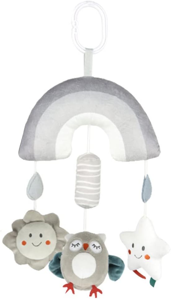 Blublu Park Baby Pram Pushchair Toys, Baby Hanging Rattle Toys for Car Seat Stroller Crib, Activity Plush Animal Wind Chime Sensory Toy with Teether for Newborn Babies Toddlers, Owl