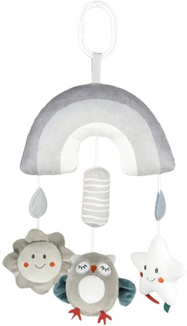 Blublu Park Baby Pram Pushchair Toys, Baby Hanging Rattle Toys for Car Seat Stroller Crib, Activity Plush Animal Wind Chime Sensory Toy with Teether for Newborn Babies Toddlers, Owl