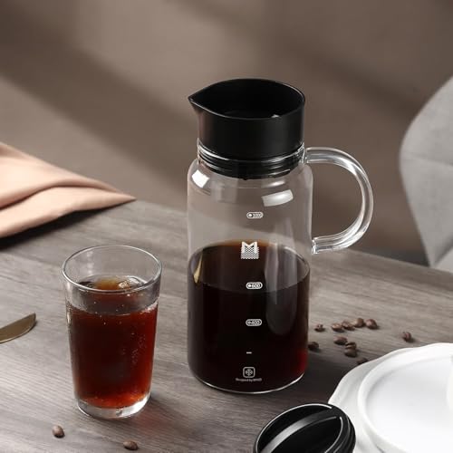 Image of MAVOCOFFEE Cold Brew Coffee Maker, 34oz /1L Iced Coffee Pitcher with Removable Stainless Steel Filter, Glass Cold Brew Pitcher for Homemade Iced Coffee, Ice Tea