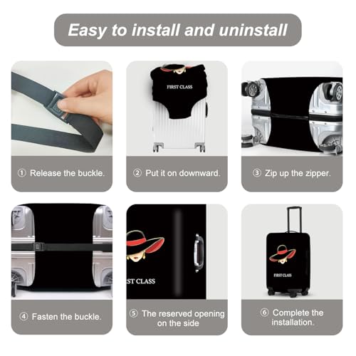 Image of Fashion Women Silhouette Luggage Cover, Black & Red First Class Design Waterproof Suitcase Protector, Stylish Anti-Scratch Travel Case