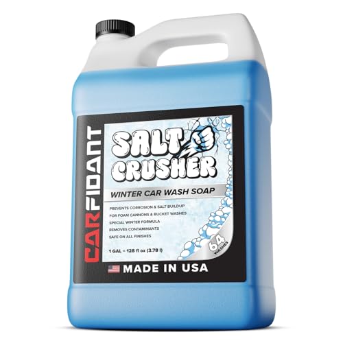 Carfidant Salt Crusher - Car Wash Soap for Salt and Grime Removal - Thick Snow Foam Formula - Prevents Corrosion, Gently Cleanse and Eliminate Dirt - Shampoo Works with Foaming Cannon & Bucket - 128oz