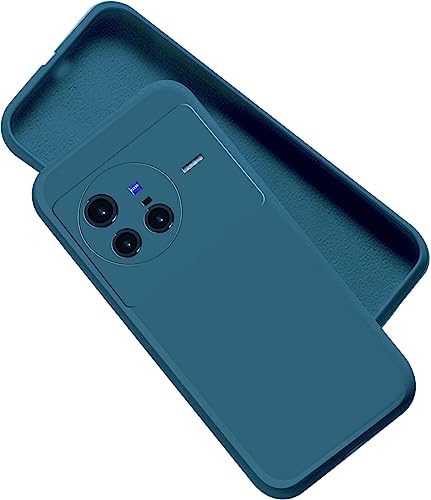Image of A rtistque Liquid TPU Silicone Matte Shockproof Flexible with Camera Protection Soft Back Cover Case for Vivo X80 PRO 5G - Blue