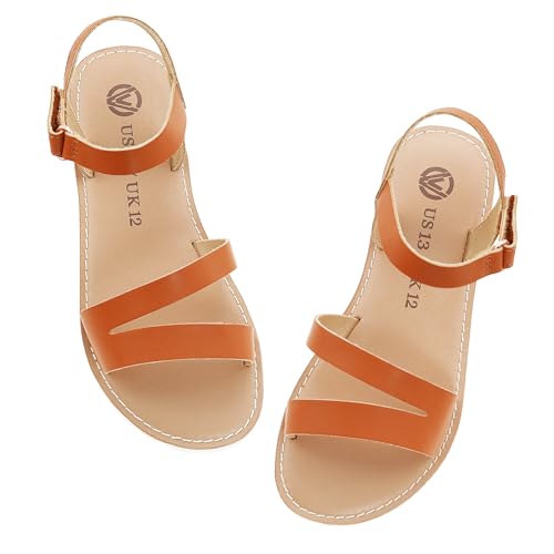 FLYFUPPY Girls Sandals Strappy Open Toe Outdoor Flats with Hook and Loop Kid Summer Shoes for Girls