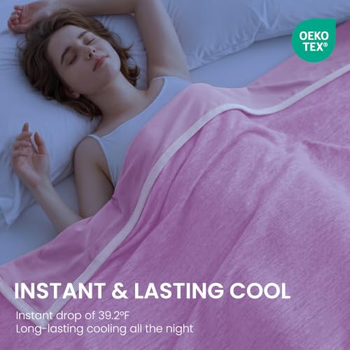 Image of TOPCEE Cooling Blanket(60 inchx90 inchTwin Size)for Night Sweats Absorbs Heat to Keep Adults, Children Cool on Warm Nights, Q-Max 0.5 Cooling blankets for Hot Sleepers, Ultra-Cool Lightweight Blanket for Bed