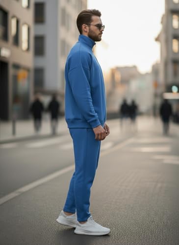Image of Mack Jonney Solid Half Zipper Track Suit for men | Co-ord Set | Warm Fleece Tracksuit Set | Full Sleeve Sweatshirt