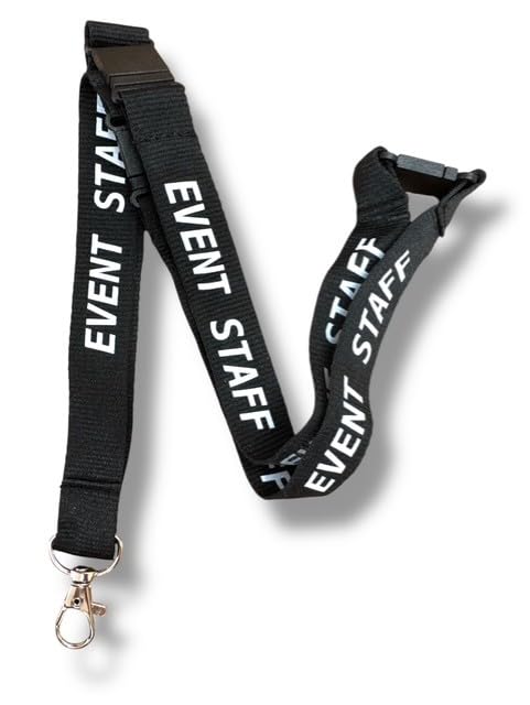 PAC Supplies Global Event Staff Lanyard With 3 Point (Triple) Safety Breakaway (5, Black)