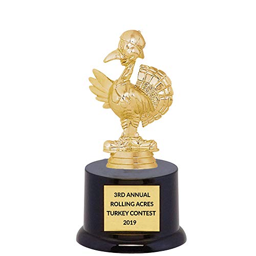 DINN BROS Custom Thanksgiving Trophy, Comic Turkey Trophy Figure, Gold, 6 1/8 Inch Tall