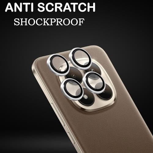 Image of Amazon Brand - Solimo Camera Glass Lens Protector Ring for Redmi Note 15 Pro Plus 5G Case Friendly with Edge to Edge Coverage and Easy Installation (Silver)