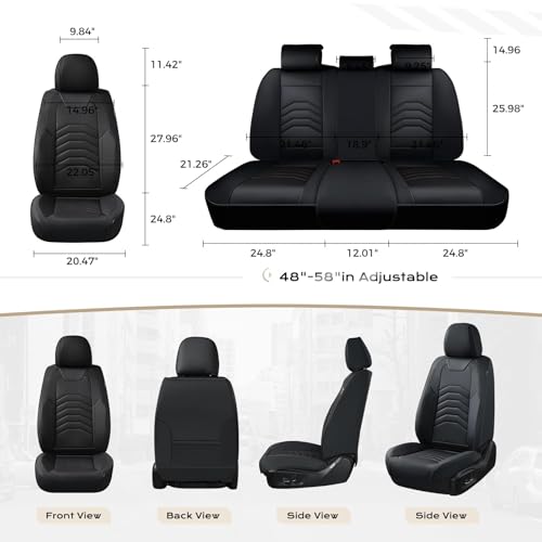 Image of Coverado Car Seat Covers, 5 Seats Black Seat Covers for Cars, Front and Back Seat Cover for Cars Luxury Faux Leather Waterproof Seat Covers Car Seat Protector Universal Fit for Most Cars Trucks SUV