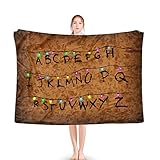 Forbidden City Christmas Lights Alphabet Flannel Stranger Blanket Soft Warm Lightweight All Season Throw for Bed Living Room 50''x40'' Brown