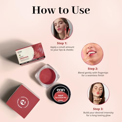 Image of Enn Beauty Pout Lip, Cheek & Eyeshadow Tint with SPF 10 withThe Goodness of Jojoba & Avocado Oil, Natural Blush for Women, Long Lasting, Sls & Paraben Free - Be Bliss, 5gm