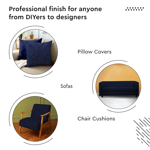 Image of Encasa XO Embossed Velvet Fabric Material by Meter Navy Blue | Sofa Cloth Material | Unstitched Fabric for Making Cushion Cover, Sofa Cover | 175 GSM | 2 Meters, 200x150 cm