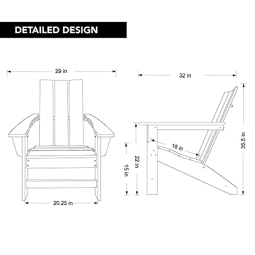 Shine Company 7623Bk Modern Plastic Adirondack Chair | Weatherproof Fire Pit Chairs | Durable Resin Composite Adirondack Chairs – Black #TOP2