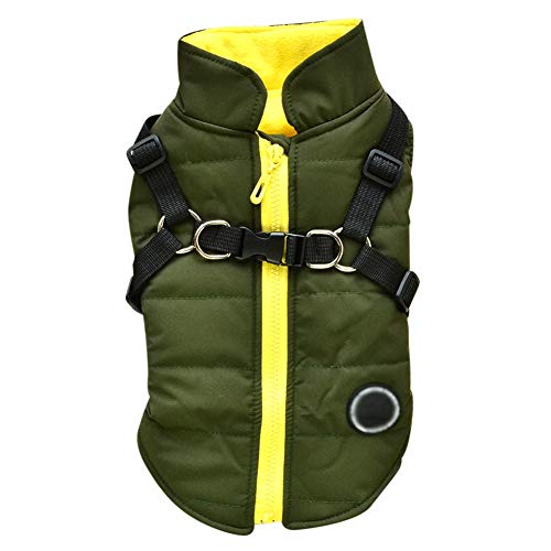 Poseca Chaqueta de Abrigo para Perros con arnés para Perros pequeños y medianos Chaqueta de Abrigo para Perros a Prueba de Agua Chaleco Acolchado cálido Mascota Cachorro de Perro Ropa Chaleco Cover