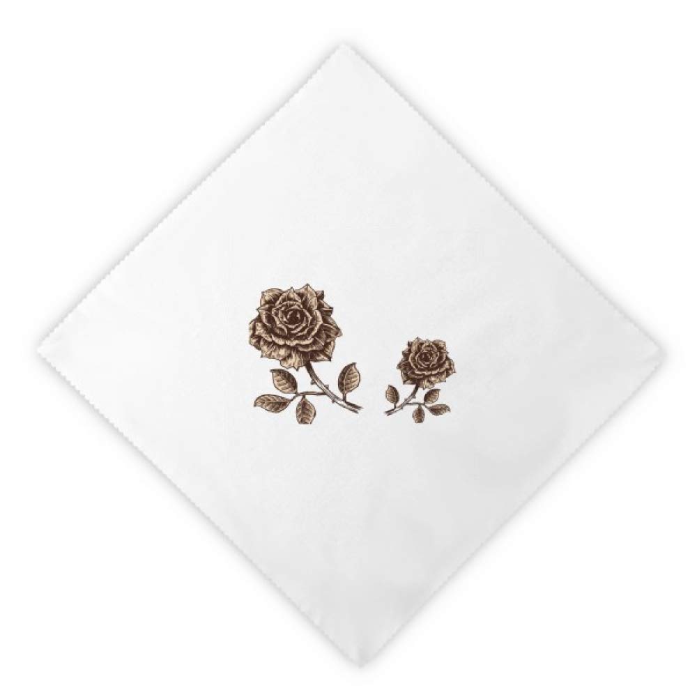 Serviettes en tissu fleur rose antique marron lot de 2 essuie-mains de table blancs réutilisables