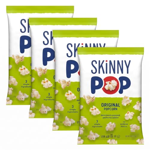 SkinnyPop Original Popcorn, 4.4oz, Pack of 4 | Gluten Free | Healthy Snacks
