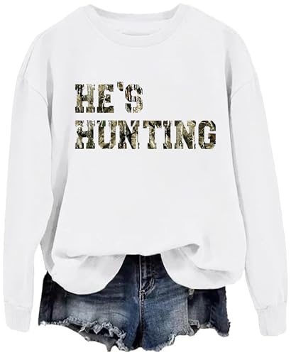 A AHHYESS Hes Hunting Sweatshirt for Women Hes Hunting Vintage Season Sweatshirt & Hoodie for Men