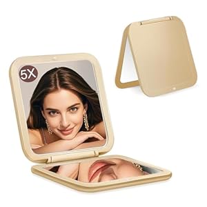 Small Compact Mirror for Purse,5X/1X Travel Magnifying Mirror for Women, Makeup Mirror for Girls, Portable Ultra Slim Pocket Mirror