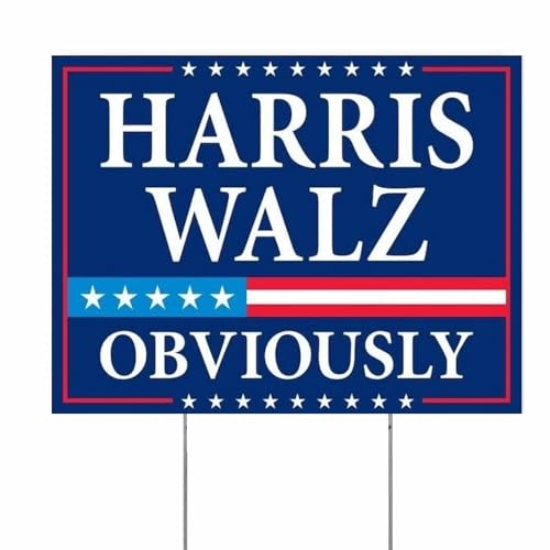Harris Walz 2024 Obviously Yard Signs Double Sided Fade Resistant Print Corrugated Plastic Yard Sign with Metal Stakes 6