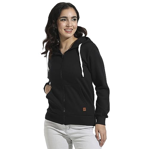 Image of PINACOLADA Women's Zip-Front Hoodie with Angled Open Pockets for Casual Wear | Hooded Neck | Long Sleeve | Zipper Closure | Cotton Sweatshirt Crafted with Comfort Fit for Everyday Wear