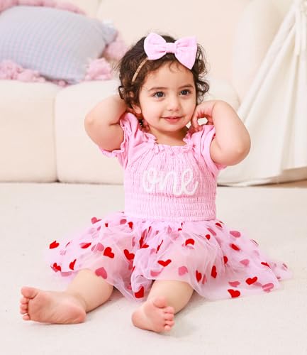 Baby Girl Birthday Clothes 0-18Months Tulle Romper Short Sleeve Newborn Outfits Cake Smash Bodysuits With Headband3