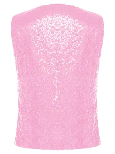 Girls Sequins Waistcoat Sleeveless Square Neck Hip-Hop Jazz Dance Party Stage Performance Jacket Vest2