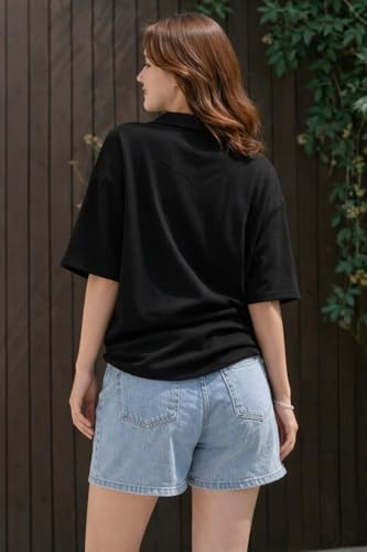 Image of Zilcon Oversized Tshirts for Women V-Neck Summer Short Sleeve Casual Loose Top