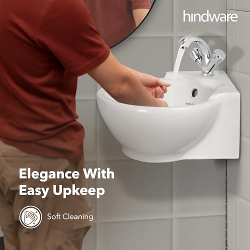 Image of Hindware Classic Corner Wall Hung Wash Basin for Bathroom | Made of Ceramic | Star White | Compact Design