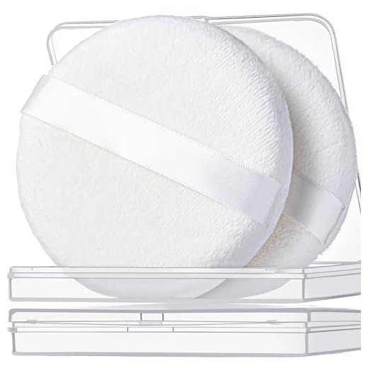 Teenitor 2pcs Powder Puff, 4.13 Inch Powder Puff for Body Powder, Body Powder Puff Large Powder Puff Loose Powder Puffs Soft Velour Body Powder Puff and Container White