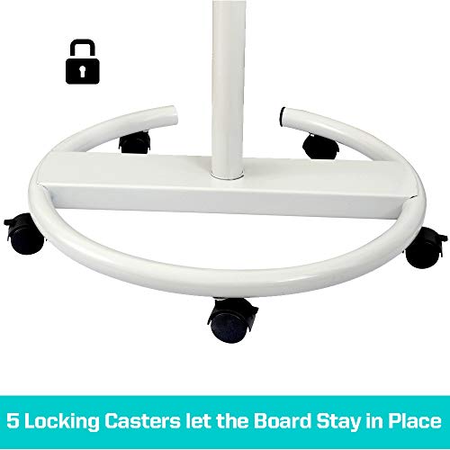 Dexboard Mobile Dry Erase Easel 40 x 28 inch, Rolling Round Stand Whiteboard w/Flipchart Pad, Magnets, Markers & Eraser