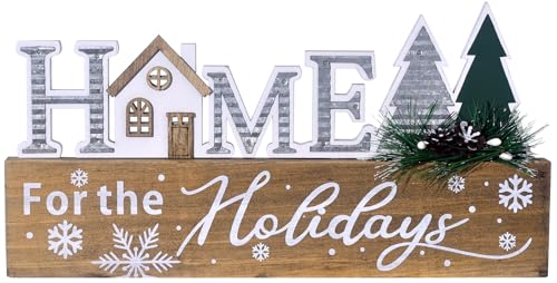 Wooden Christmas Sign Blocks, HOME for the Holiday Quote Table