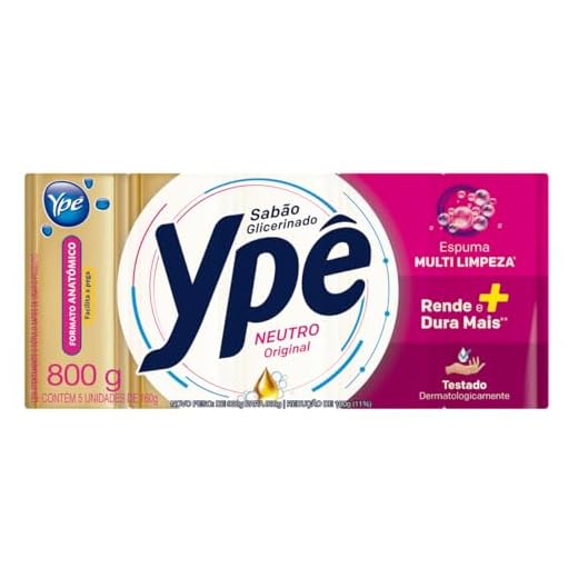 Ypê Sabão em Barra Neutro 900g - 5 unidades de 180g