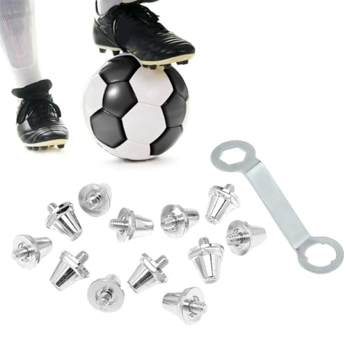 12Pcs Football Shoe Studs, 11mm 12mm Football Cleats Screw on Studs, Aluminum Alloy Soccer Studs, Football Cleats Metal Studs for Indoor Outdoor Adults Shoes Training Grey One Size