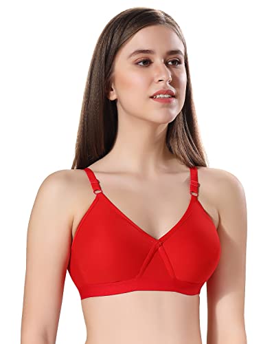 Image of Fabme Women's Cotton Seamless Non-Padded Non-Wired Bra, Cross Belt, Heavy Support, Double Layer Cups, Broad Elastic Bra