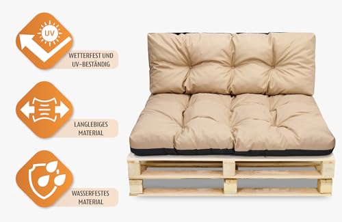 Amazinggirl Palettenkissen Outdoor Waschbar 80 x 120 cm - Pallettensitzkissen Europaletten Sitzkissen Polster Beige