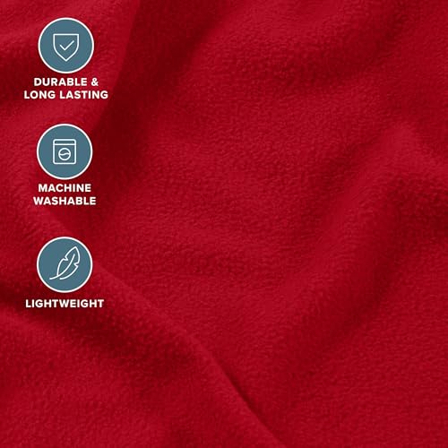 Image of Bare Home Super Soft Fleece Sheet Set (Split King, Red) | Extra Plush Polar Fleece, No-Pilling Bed Sheets, All-Season, Cozy Warmth, Deep Pockets 6 to 15 Inches