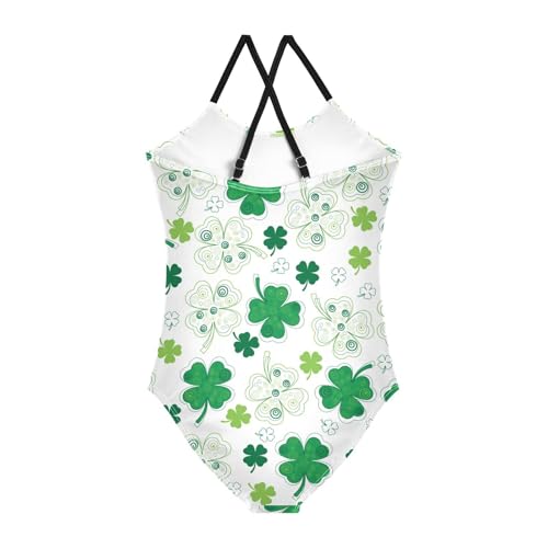 ZZKKO Green Shamrock Girls Swimsuit One Piece Bathing Suit for Baby Girls' Swimwear 3-10T2